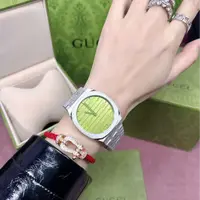 【周周专属】GUCCI古驰 25H腕表石英机芯精钢表带38mm蓝色表盘女款30米防水