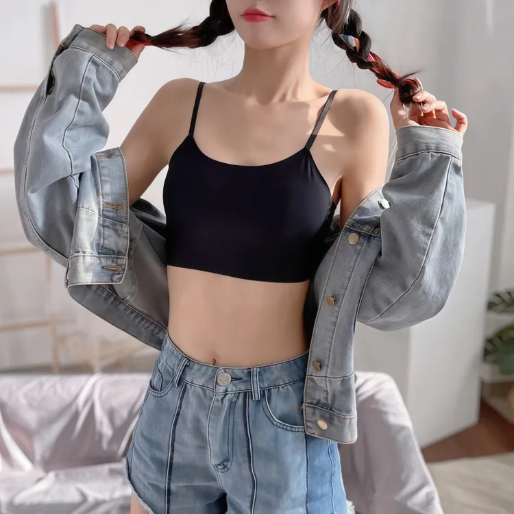 冰丝薄款吊带小背心抹胸遮胸打底内搭裹胸防走光内衣少女夏无痕