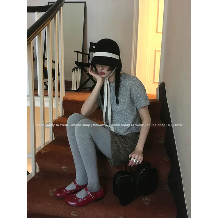 【Mona张绮贤 】MONA 复古气质高级 短袖针织衫女 O124S00788