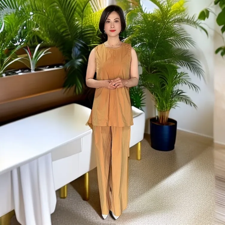 丹阳家小众轻奢简约时尚无袖上衣裤套装舒适显瘦春夏女装