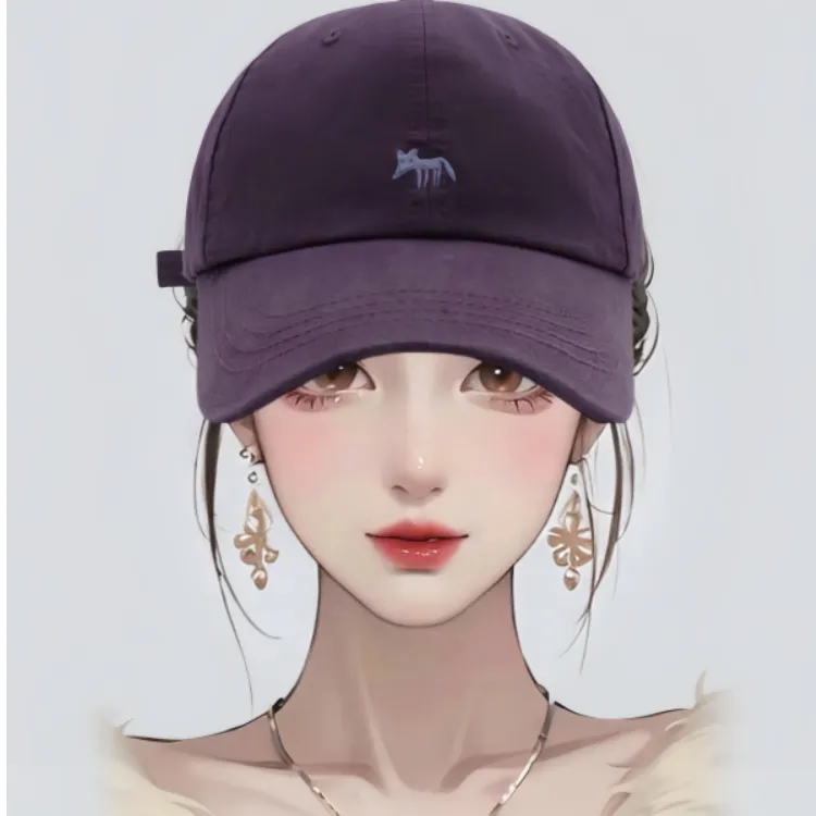 2025小狐狸棒球帽宽檐鸭舌帽刺绣冬季帽子简约百搭韩版夏季软顶男