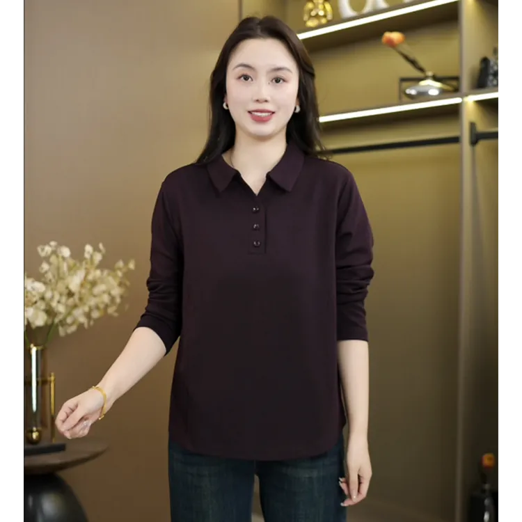 【气质小领子】高品质曼巴棉圆弧摆 显瘦洋气遮肚上衣正肩长袖打底