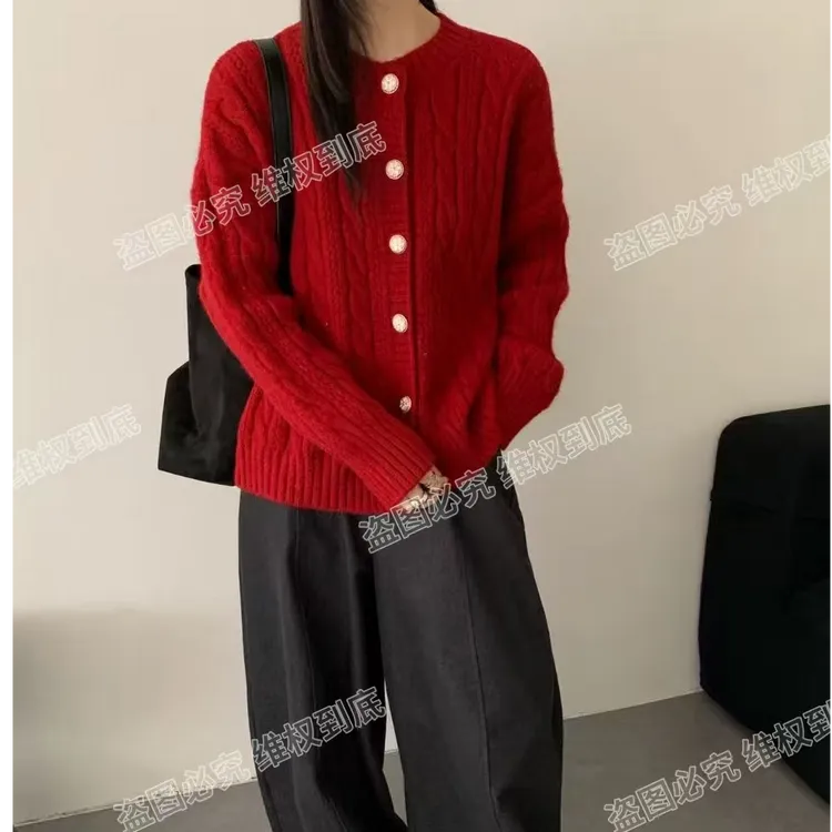 【独家定制】送洗衣袋文艺银丝大麻花上衣圆领慵懒风小香风针织厚款