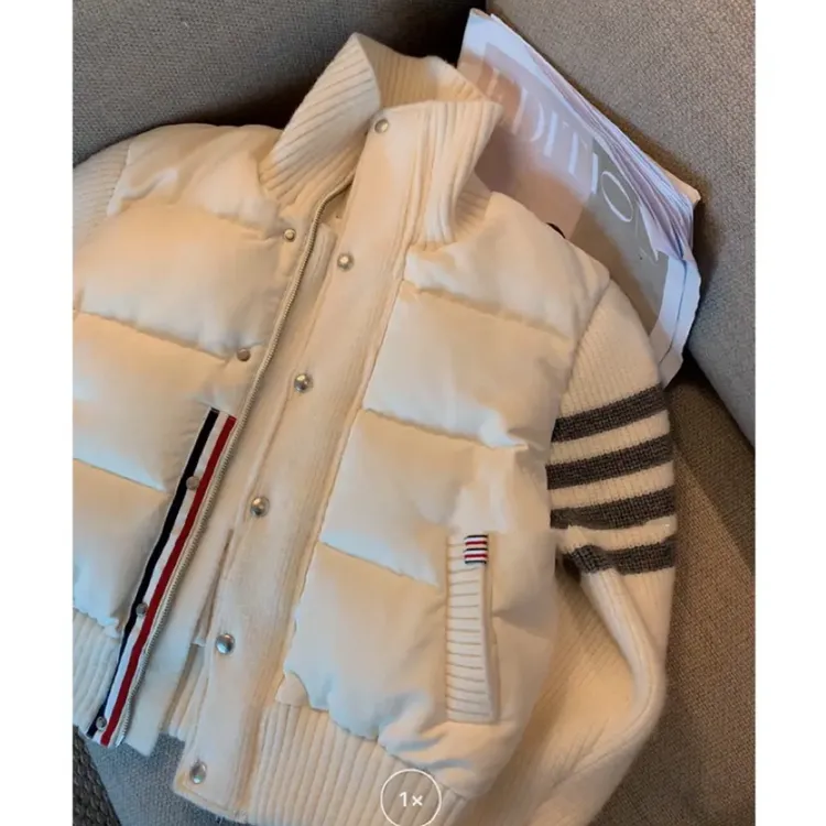 ManLing 设计感  小众针织拼接三星安心90白鸭绒羽绒服外套