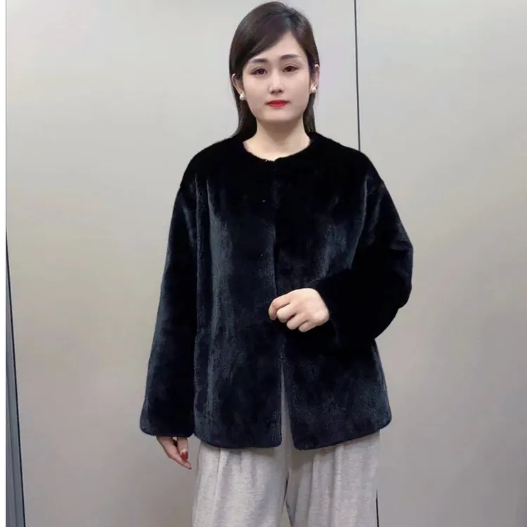 【BUFAN】2025年圆领洋气款  全挖削工艺65长女士水貂大衣秋冬