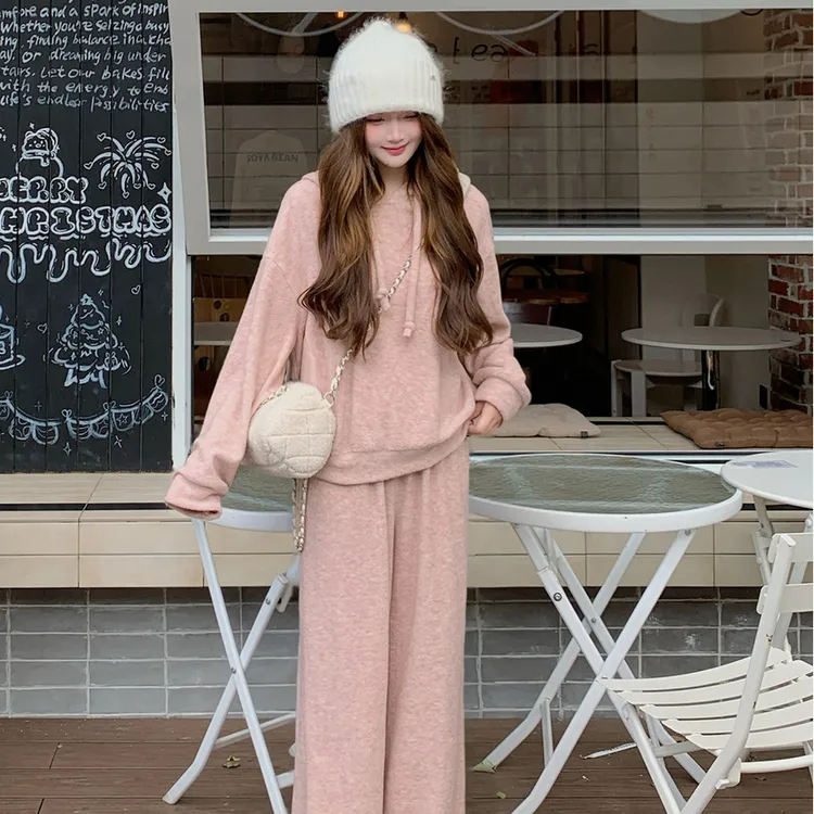 Huangzuozuo佐佐家小个子 奶糯风卫衣阔腿裤休闲套装冬季女两件套