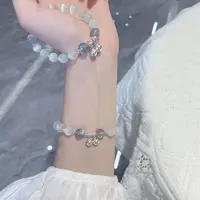 合金玻璃手镯 猫眼石铃铛手链水晶小众设计手串高级感轻奢