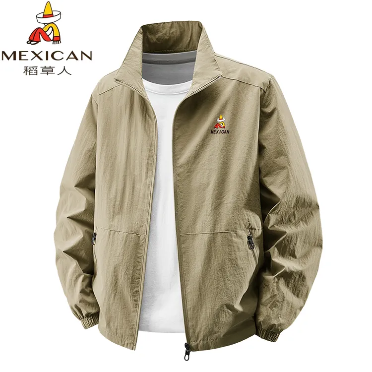 稻草人夹克外套春秋季休闲大码宽松男士立领户外时尚透气男上衣
