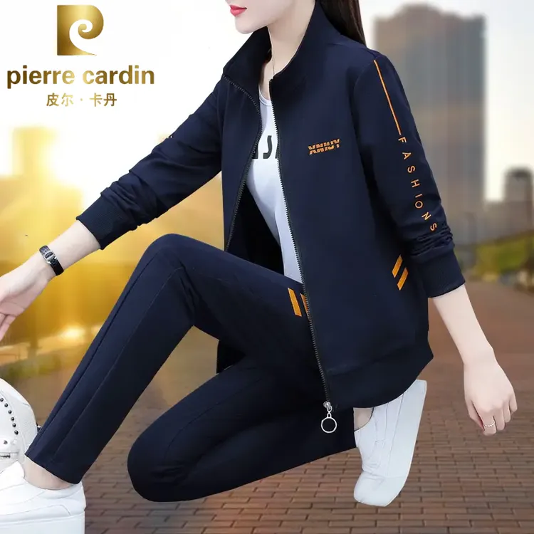 短裤皮尔卡丹运动套装女春秋季2025新款宽松洋气大码休闲服三件套