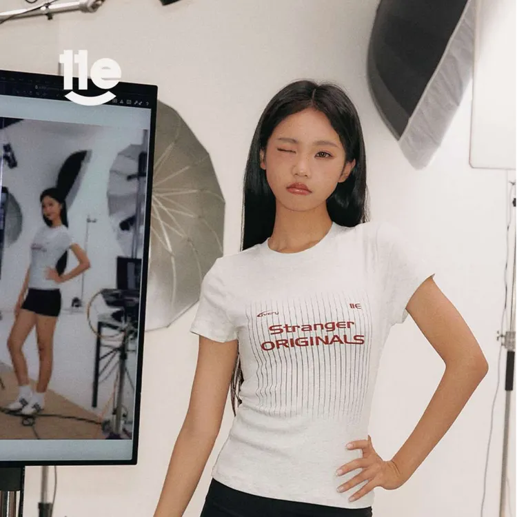 11E 新疆棉冰感棉感高弹球服字母印花设计显瘦修身正肩百搭T恤