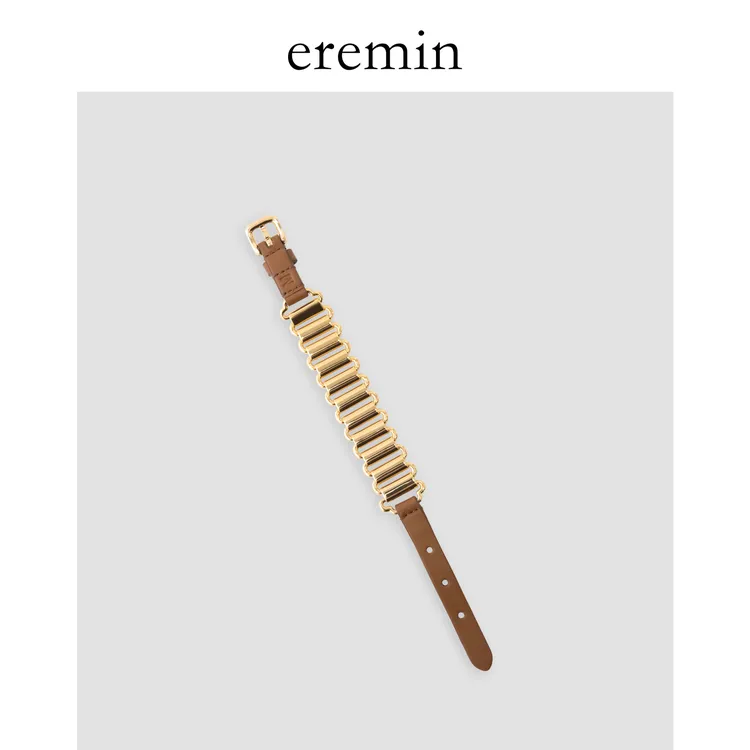 纯铜皮质手链 Min 缪系金属拼皮小众质感百搭表带式手链