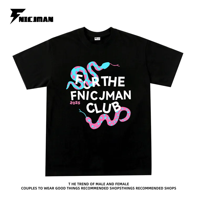 纯棉280g重磅短袖T恤双蛇字母数码直喷印花潮牌男女同款透气百搭