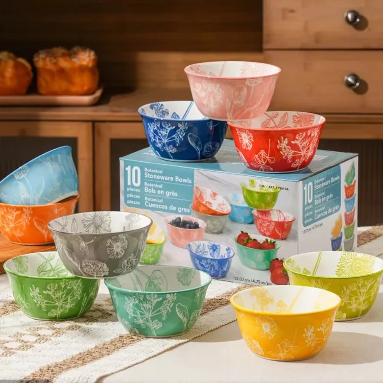 【破损补发】家用4.75英寸陶瓷釉下彩米饭碗 （十个颜色）礼盒套十装