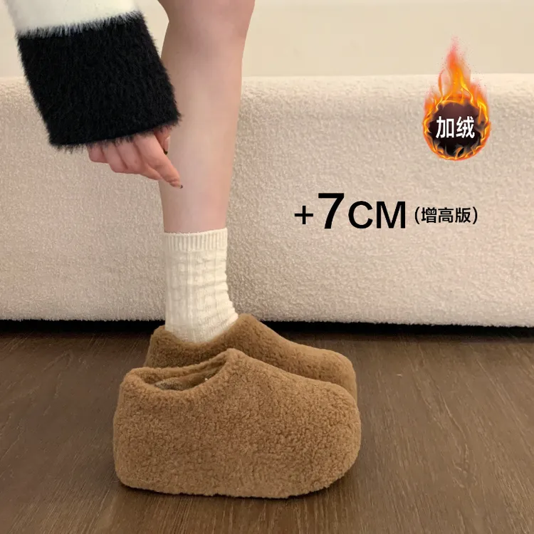 厚底内增高加绒保暖全包勃肯鞋毛毛鞋女2025冬季新款雪地靴棉鞋子