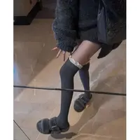 过膝长筒袜子女ins百搭显瘦秋冬蕾丝花边白色大腿袜春秋骑行黑色