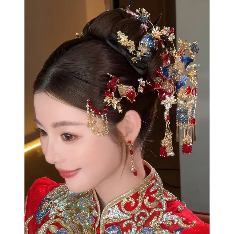 新款(赤焰蓝星)中式新娘结婚饰品402