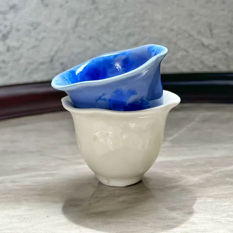 花口主人杯窑变结晶釉单杯功夫茶茶具高端专用品茗杯茶盏茶杯
