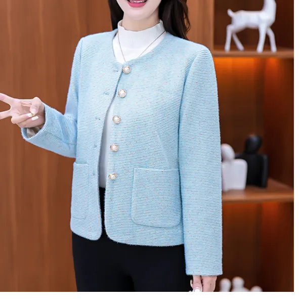 常规短款秋冬时尚外套中老年妈妈装气质女装小香风外套