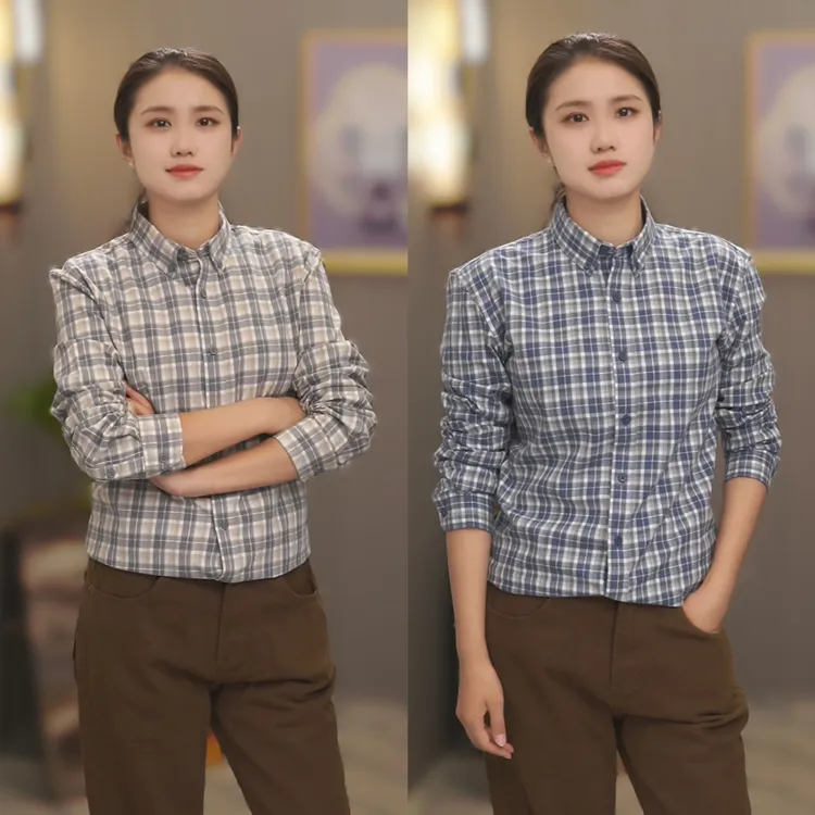 2025秋季纯棉长袖衬衫可机洗常规款男士日常时尚格子衬衣格纹