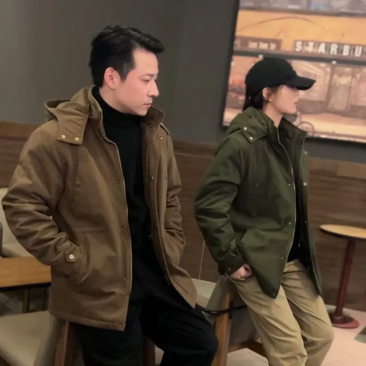 中长款纯棉重磅经典猎装棉服男款冬季保暖棉衣加绒加厚可脱卸帽