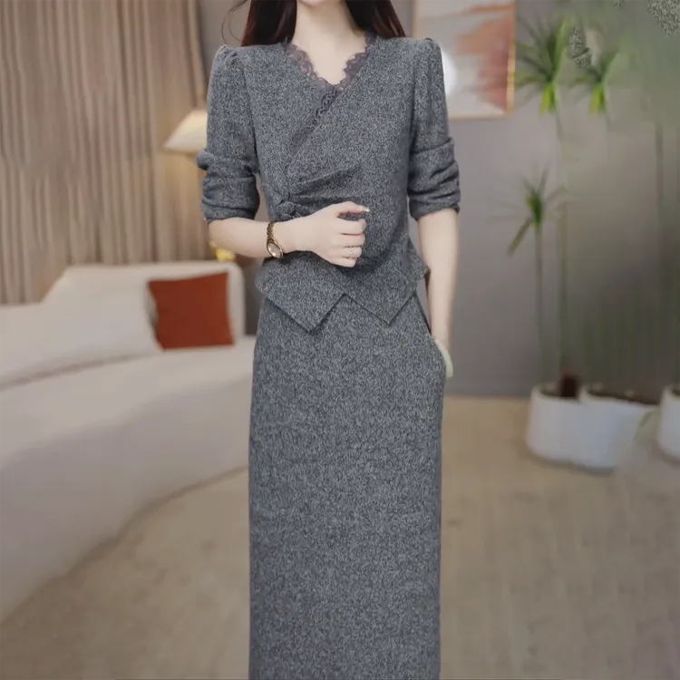 高档软精纺优雅气质两件套装礼服裙2025秋季新款显瘦年轻连衣裙