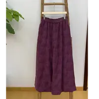 朴时如故《初秋烂漫》提花棉麻松紧直筒裤