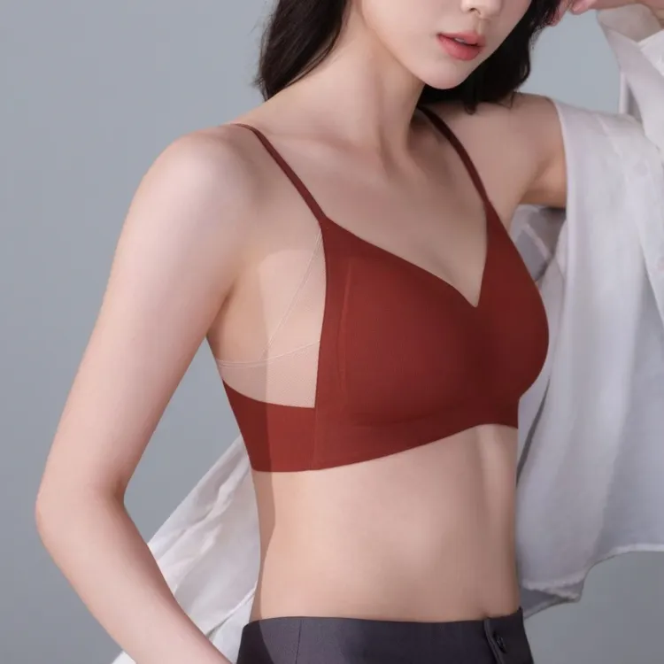 时尚设计风聚拢上托抹胸内衣奢华风文胸红色性感无痕固定杯胸罩