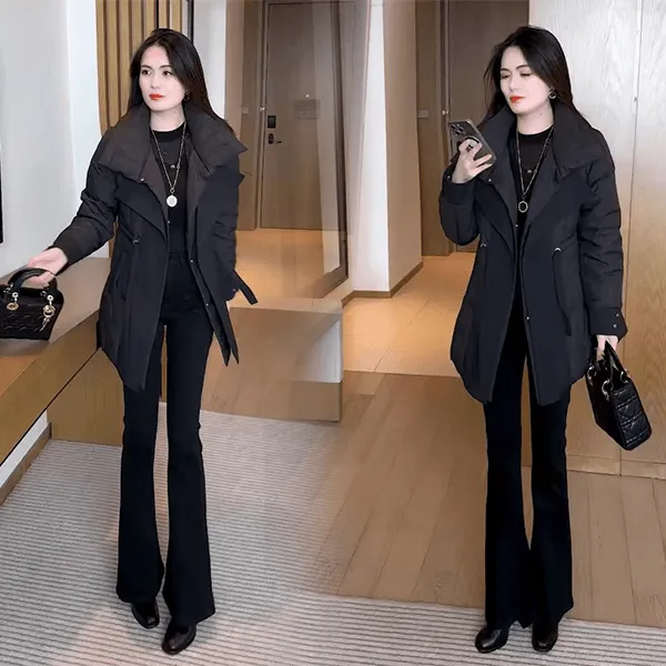 2025秋冬季新款穿搭修身洋气棉袄女时尚气质小个子中长款棉服风衣