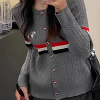 【艾萱萱】923款时尚拼色条纹毛衣开衫外套女 约57