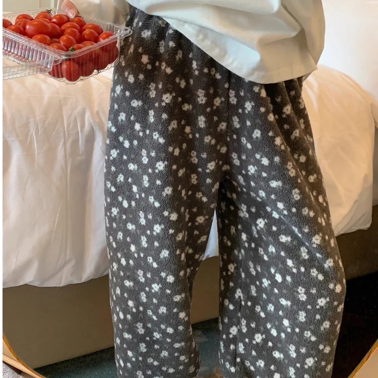 KENBATU/肯吧兔 新款女秋冬款雪粒绒加厚保暖家居裤双口袋软糯裤