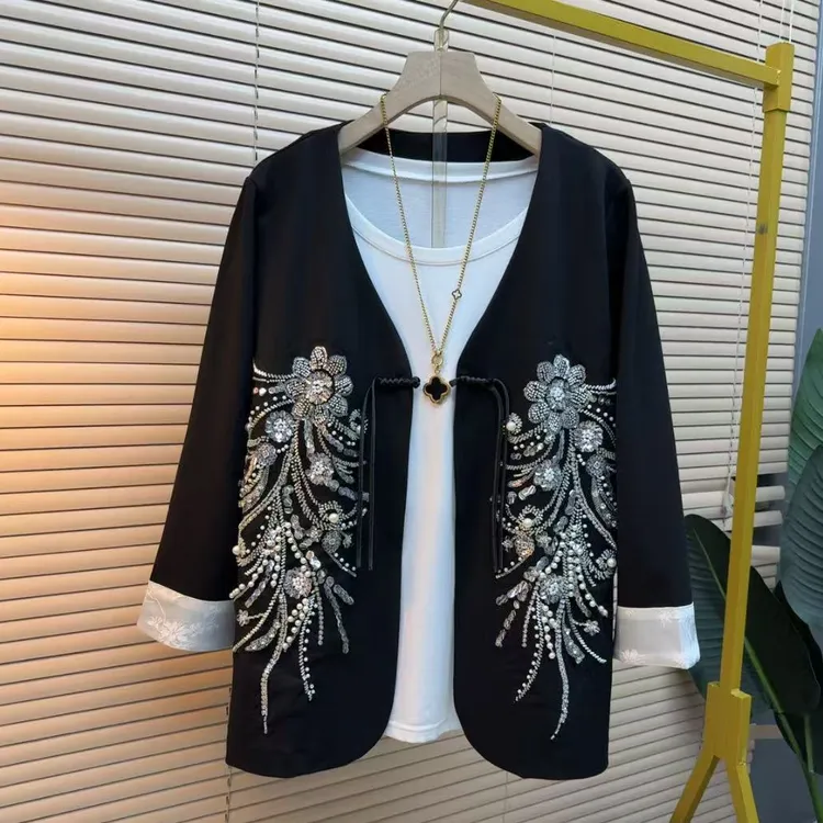 时尚重工国风气质显瘦遮肉减龄大码宽松复古3618百搭外套