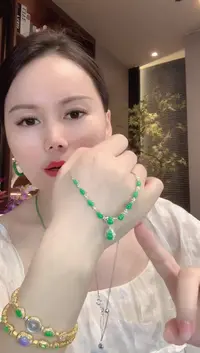 套链18K金镶嵌翡翠C5 多样性发货一件