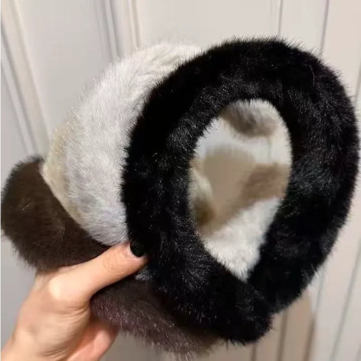 秋冬季白色毛绒发箍女2025新款毛茸茸高颅顶洗脸头箍毛毛发卡头饰