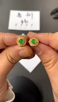【闪购商品】翡翠耳饰银S925镀金镶嵌买断价