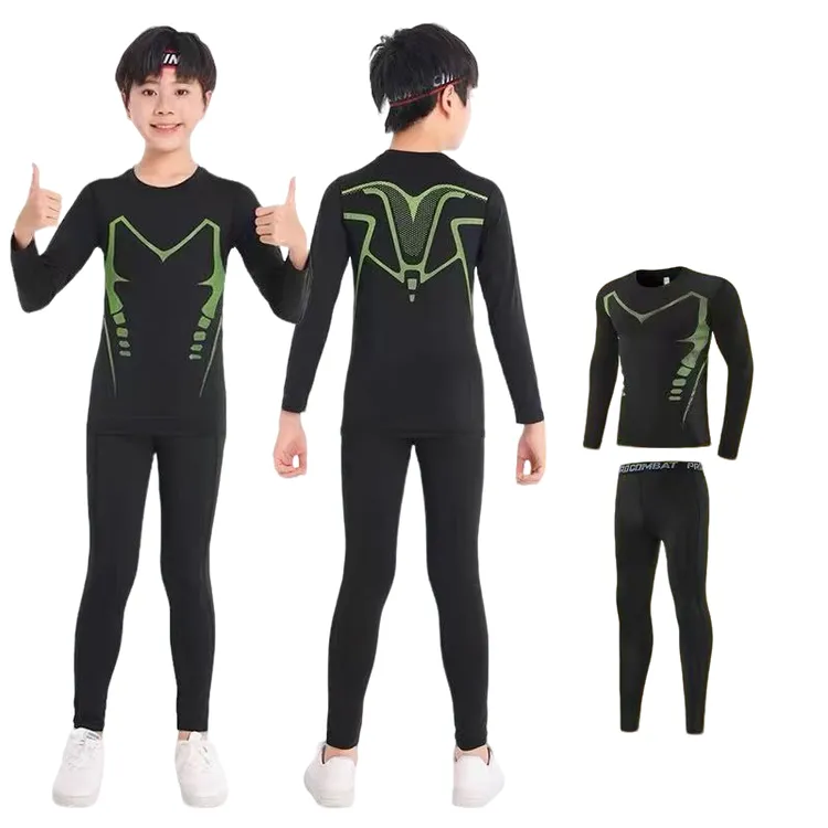 男童健身套装儿童长裤健身衣速干衣秋冬季户外学生运动打底透气