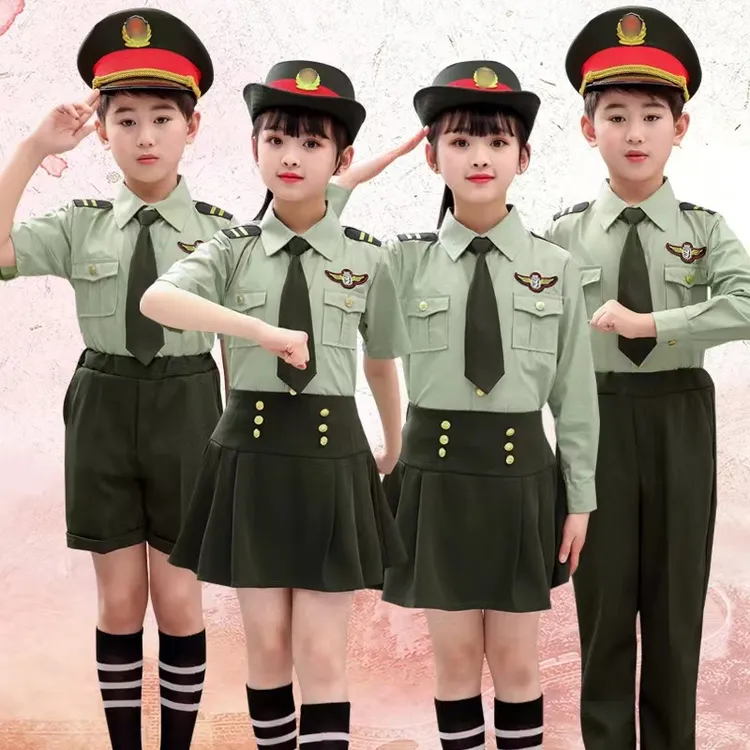 儿童士兵升旗手仪仗服装幼儿园中小学生警察演出服男女童合唱衣服