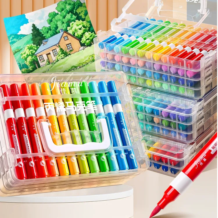 彩杆加粗软头丙烯马克笔儿童学生专用水彩笔可叠色易水洗画画笔
