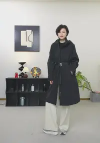 【U.M】立领连帽垂感显瘦长款风衣简约百搭外套