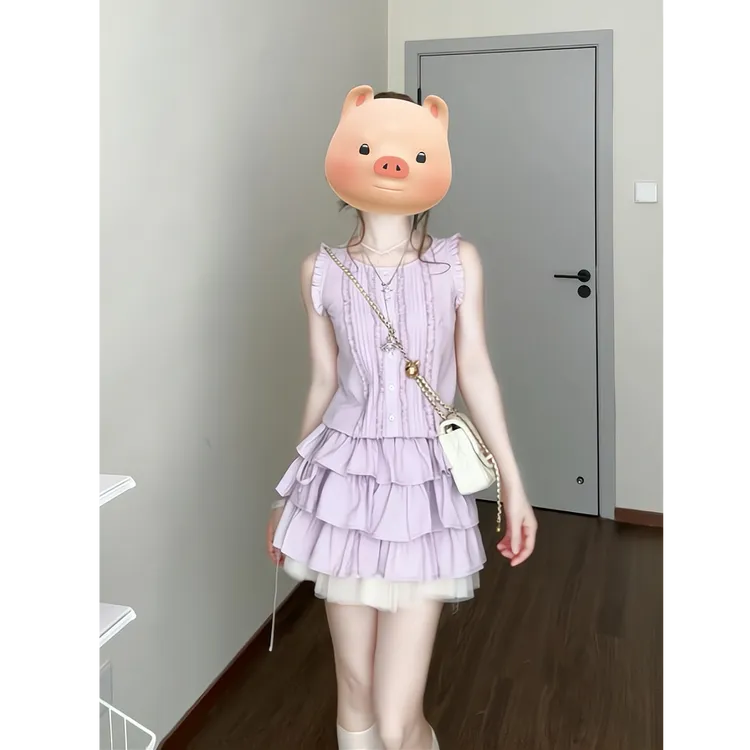 MARIE.COCO2025新款法式温柔紫色连衣裙子女夏季穿搭不规则短裙