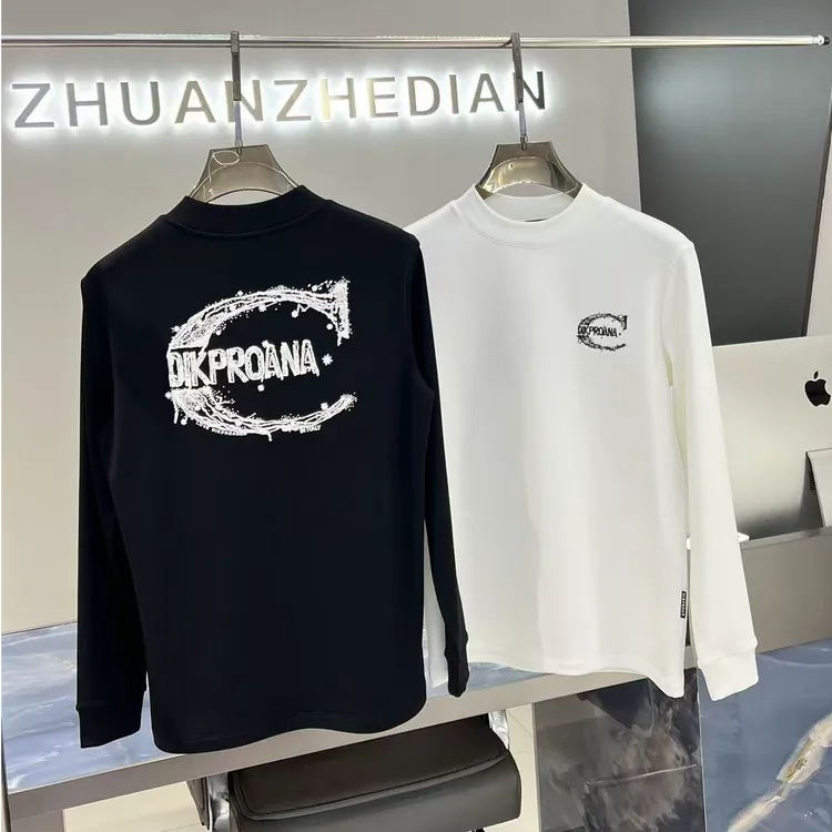 【凯旋门男装】秋冬男士字母标长袖T恤上衣圆领内搭修身打底衫