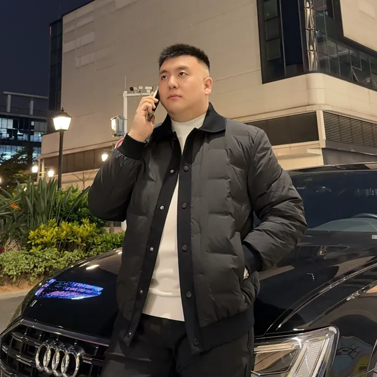 <张先生>大码宽松休闲翻领夹克羽绒服冬季新款男士加厚保暖外套