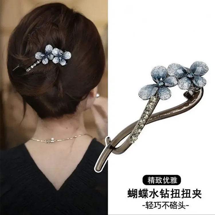 高级感精致蝴蝶扭扭夹后脑勺盘发发卡优雅气质发夹扭扭发夹