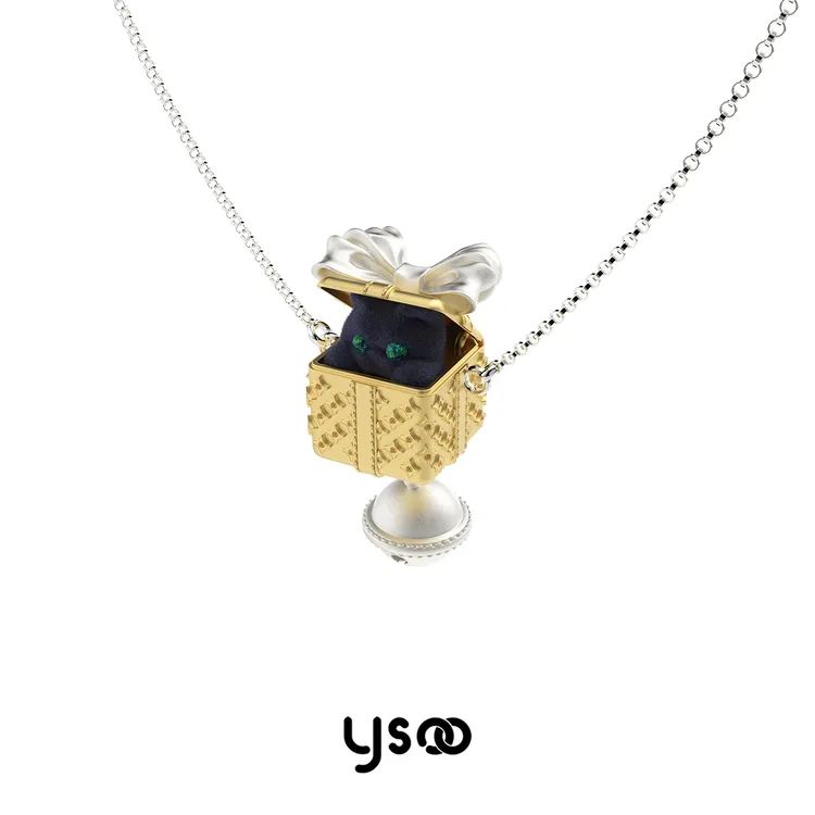 坠链均925银 礼盒藏了一只猫！原创设计创意礼物毛衣链送女友闺蜜