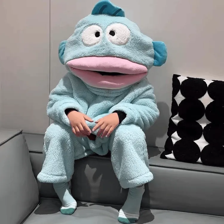搞怪可爱丑鱼睡衣儿童冬季加绒加厚卡通保暖外穿家居服
