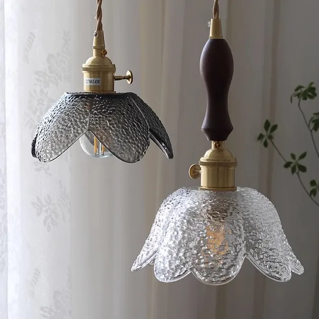 日式玻璃小吊灯美式乡村复古怀旧老上海奶茶店咖啡服装店吧台铜灯