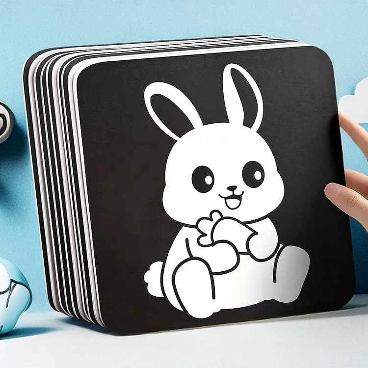 黑白早教卡新生婴儿益智视觉激发追视卡0到3个月1岁3岁宝彩色玩具