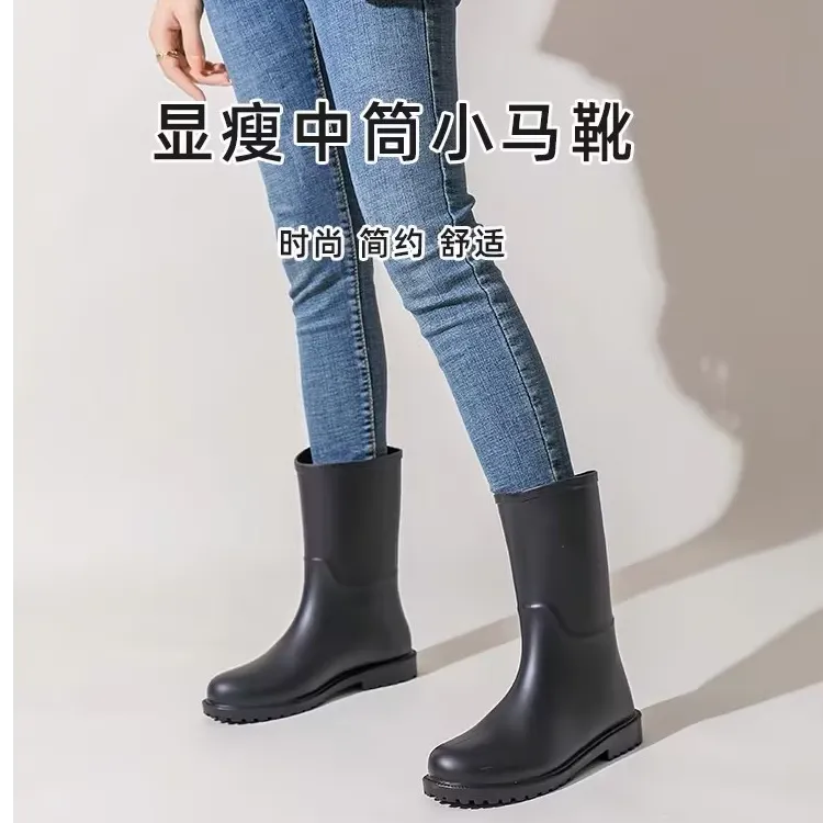 丸夕雨鞋女防水防滑时尚外穿中筒轻便赶海水鞋园艺户外干活穿雨靴