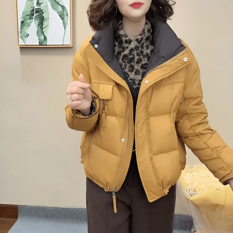 立领拉链棉服外套女冬季新款宽松百搭休闲加厚保暖短款面包服棉衣