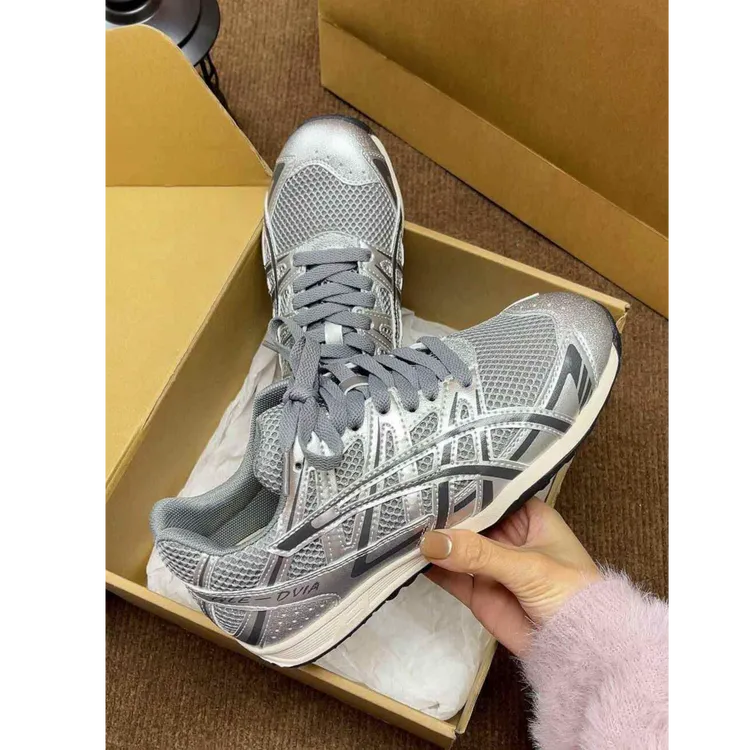 小众复古银灰色网面阿甘鞋女2025春季新款休闲运动慢跑登山德训鞋