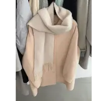 高端货~冬季新款韩系简约百搭翻领单排扣羊毛大衣女加厚保暖外套